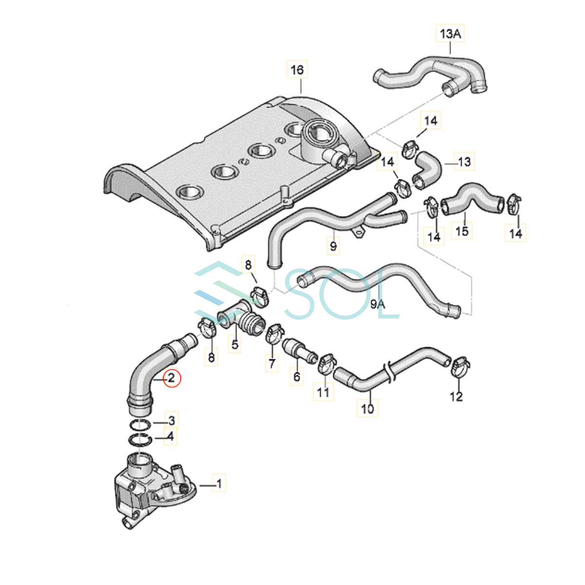 VW ボーラ ニュービートル パサート ポロ ブリーザーホース ブローバイホース (バルブハウジング～オイルフィルターブラケット) 06A103213F_画像2