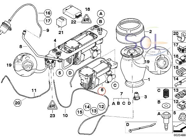 BMW E64 エアサスコンプレッサー エアサスポンプ +リレー 2点セット 525i 530i 545i 550i 37106793778 37206792855 61368373700_画像5