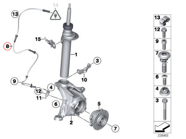 BMW F25 X3 F26 X4 フロント スピードセンサー 左右共通 20dX 20iX 28iX 35iX M40iX 34526869292 34526855049 34526788644_画像3