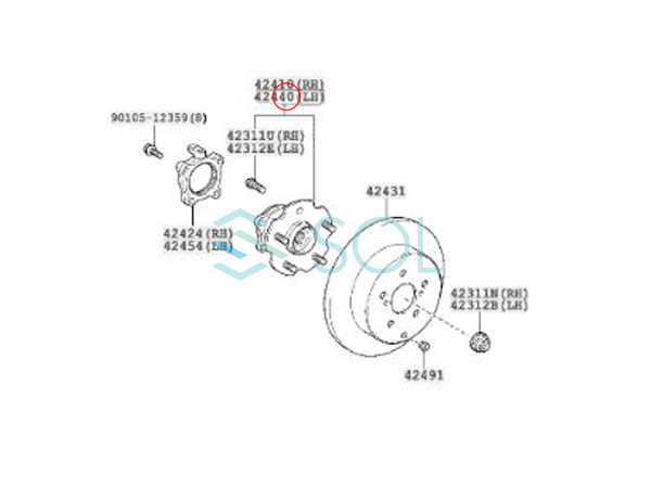 トヨタ アルファード ヴェルファイア(ANH25W ATH20W GGH25W) エスティマ(ACR55W AHR20W) リア ハブベアリング 左右共通 42410-28030_画像5