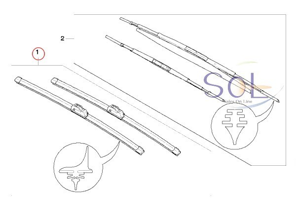 BMW E46(右ハンドル車) フロント フラットワイパーブレード 左右セット 316i 318i 320i 323i 325i 328i 330i M3 61610037027 出荷締切18時_画像2