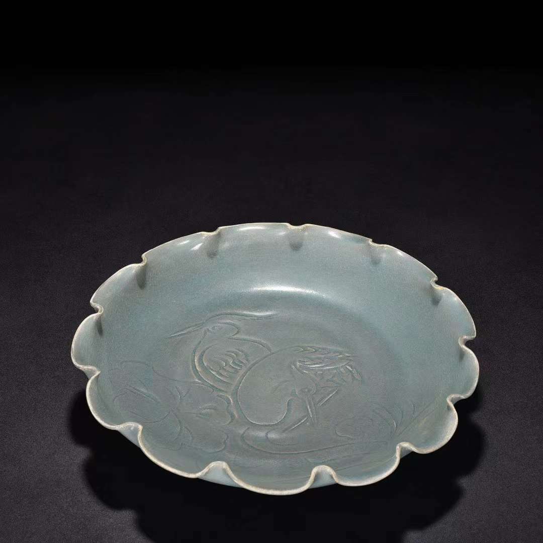 【全品送料無料】 Bibian 宋時代汝窯天青釉鳥文輪花洗唐物中国美術工芸品 比比昂- 宋