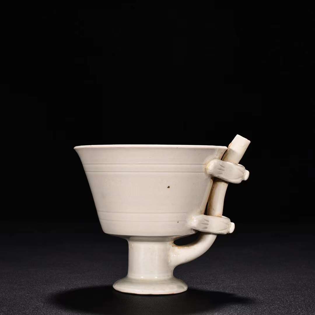宋時代 定窯 白磁 高足吸杯 唐物 中国美術 工芸品 高さ10.5cm 直径12cm【HB702】_画像1