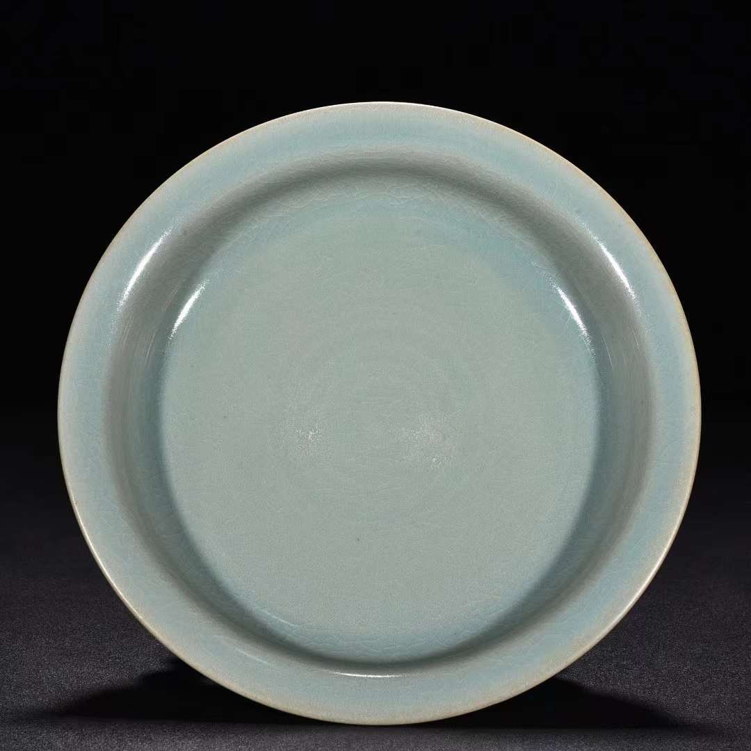【送料無料】 三足洗 天青釉 汝窯 宋時代 唐物 直径 高さ6cm 工芸品 中国美術 宋
