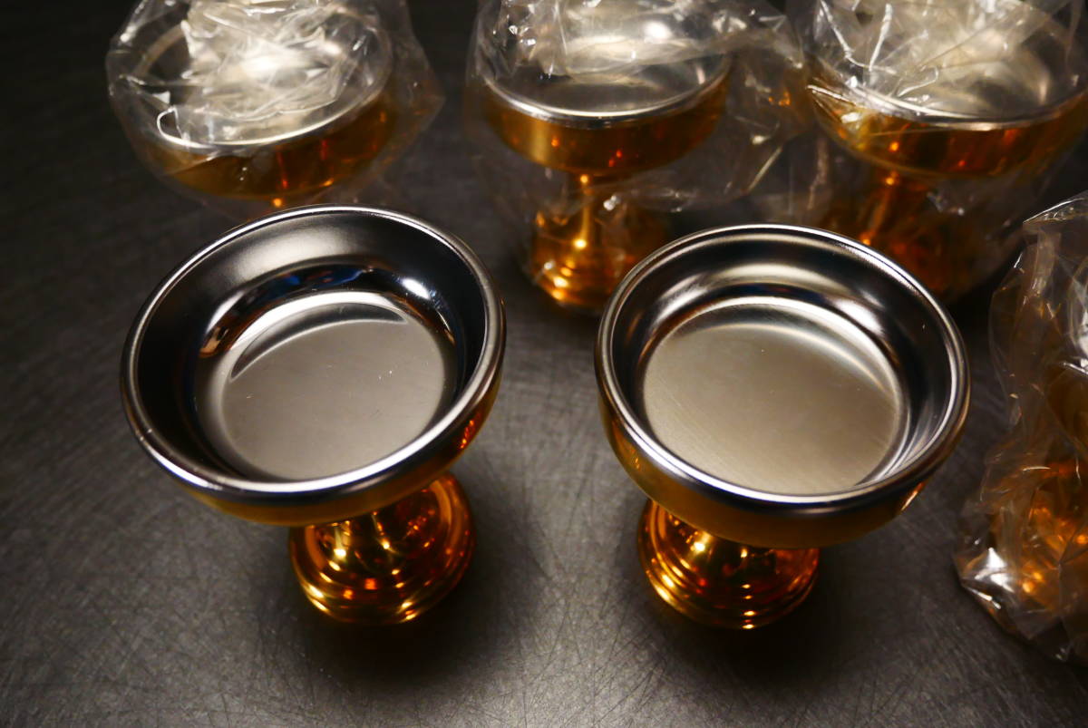 未使用長期保管品 国産真鍮製仏器 9個セット ステン落し(へ 未使用長期保管品 国産真鍮製仏器 9個セット ステン落し(へ