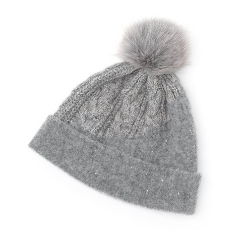  new goods Anteprima knitted cap large pompon attaching lame Swarovski crystal Sharo to made in Japan 