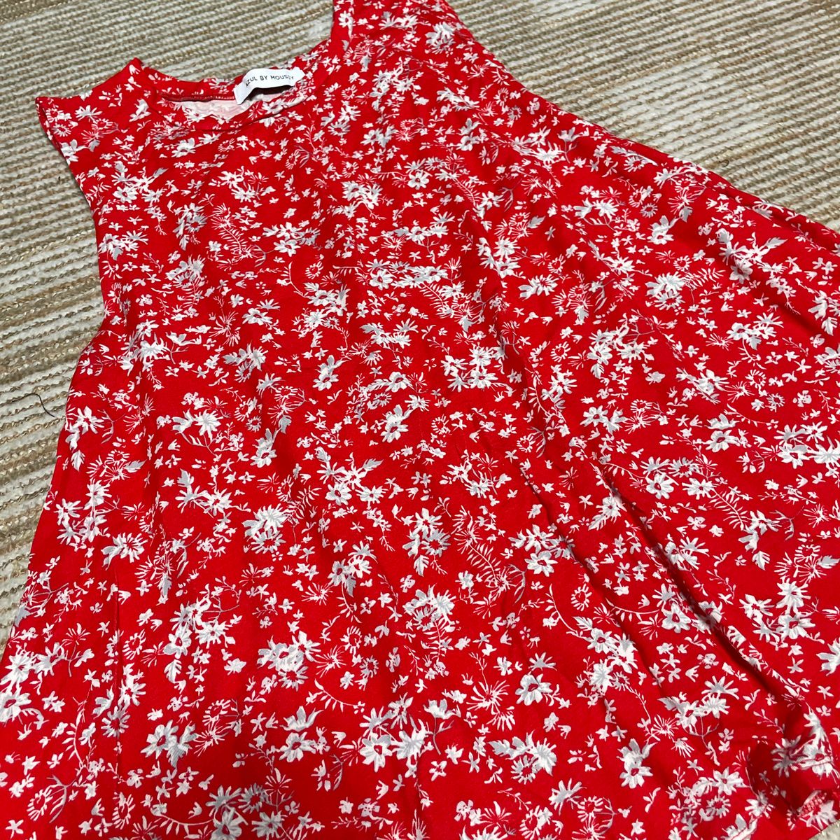 AZUL by moussy アズールバイマウジー レディース 赤 小花柄 花柄 ノースリーブ トップス Aライン カットソー 