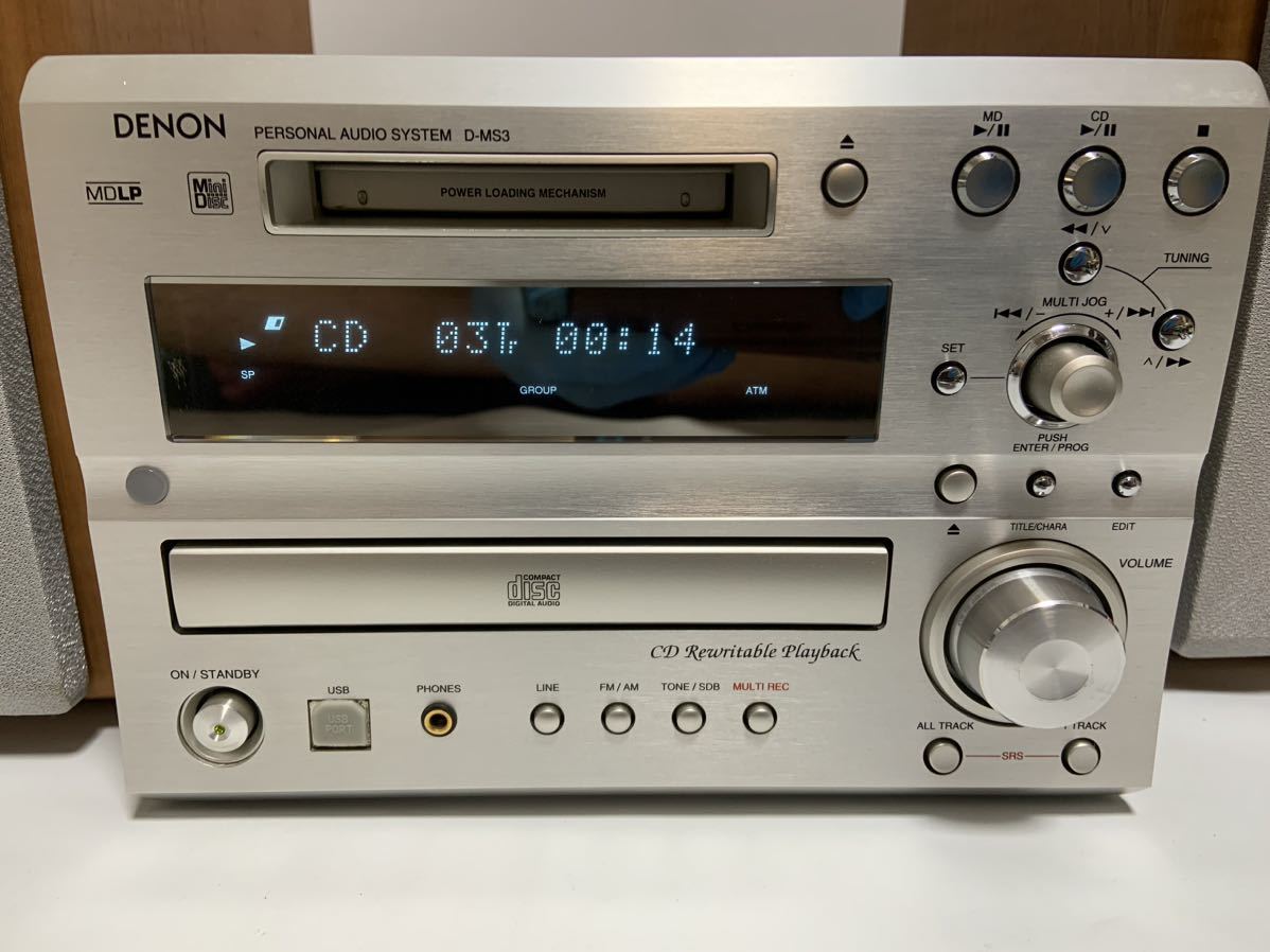 DENON デノン D-MS3 CD/MD/TUNER/AMP/USB DAC ミニコンポ スピーカー 簡易動作確認 1222s2000_画像3