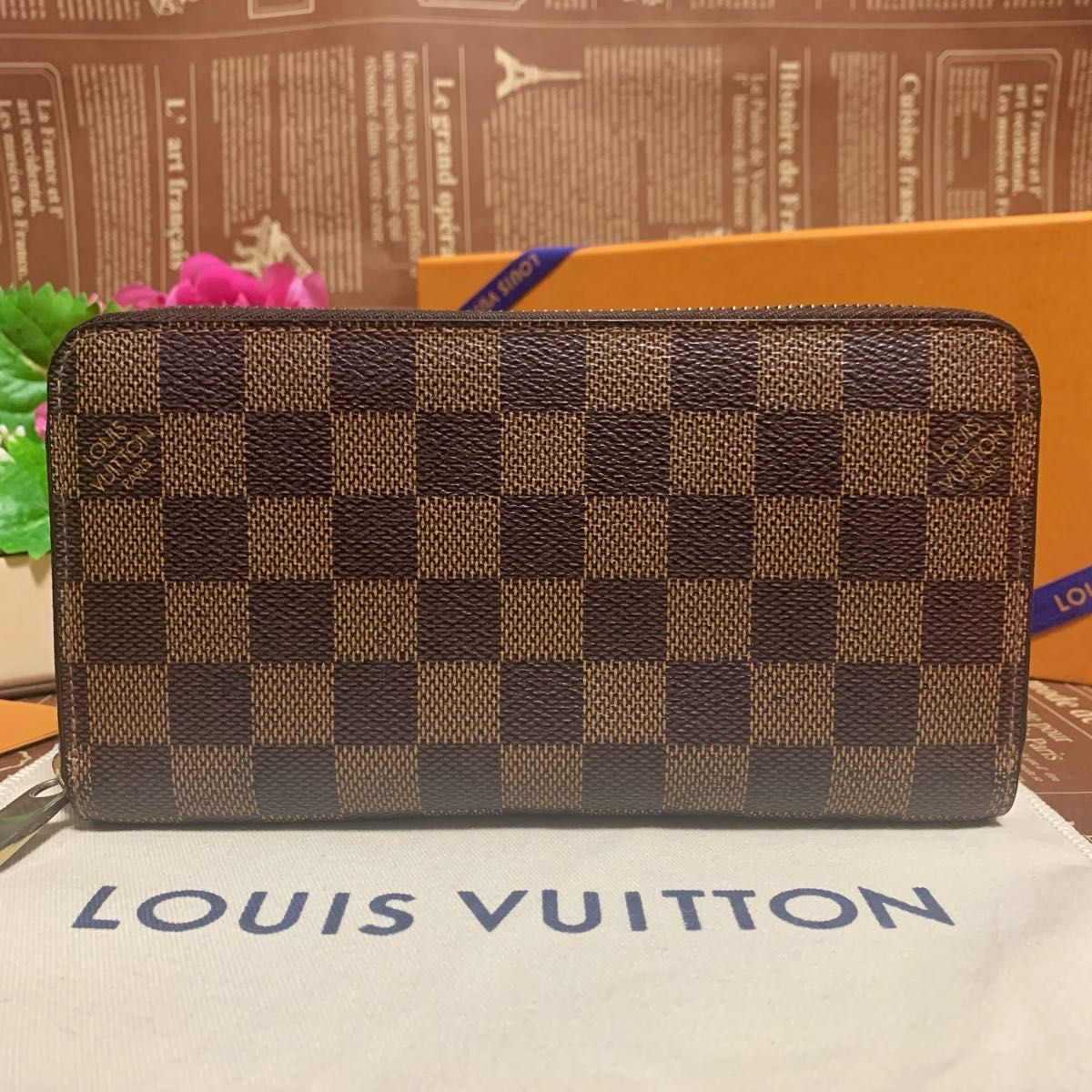 ★美品★LOUIS VUITTON ルイヴィトン　ジッピーウォレット　ダミエエベヌ　ラウンドファスナー　長財布