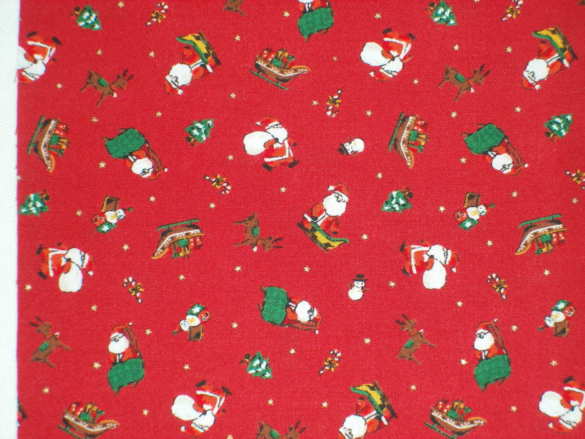 木綿の半衿、クリスマス！トナカイとサンタさん、赤_画像2