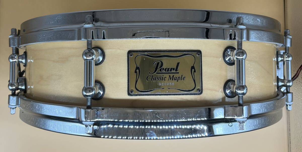 PEARL Classic Maple vintage 90s 14x4 スネア PROTECTOR CASES ハードケース付き レインフォースメント 日本製 パール メイプル レア_画像5