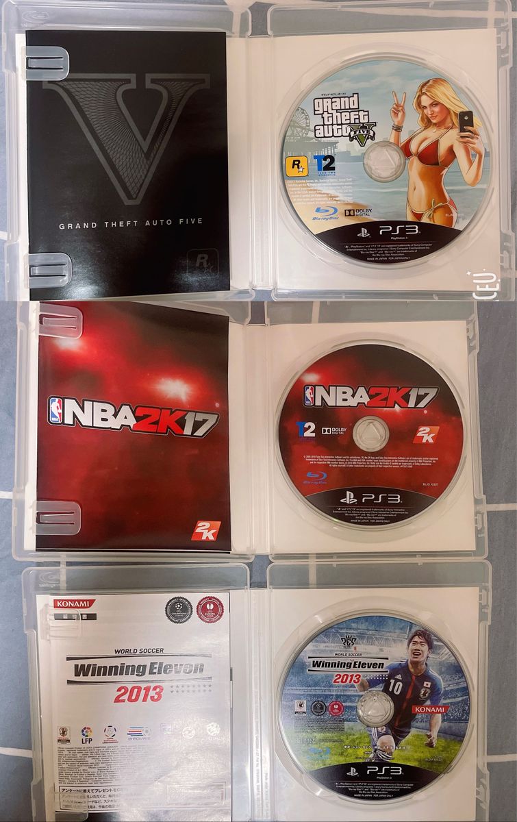 PS3ソフト ウイニングイレブン2013、NBA2K17、GTA5