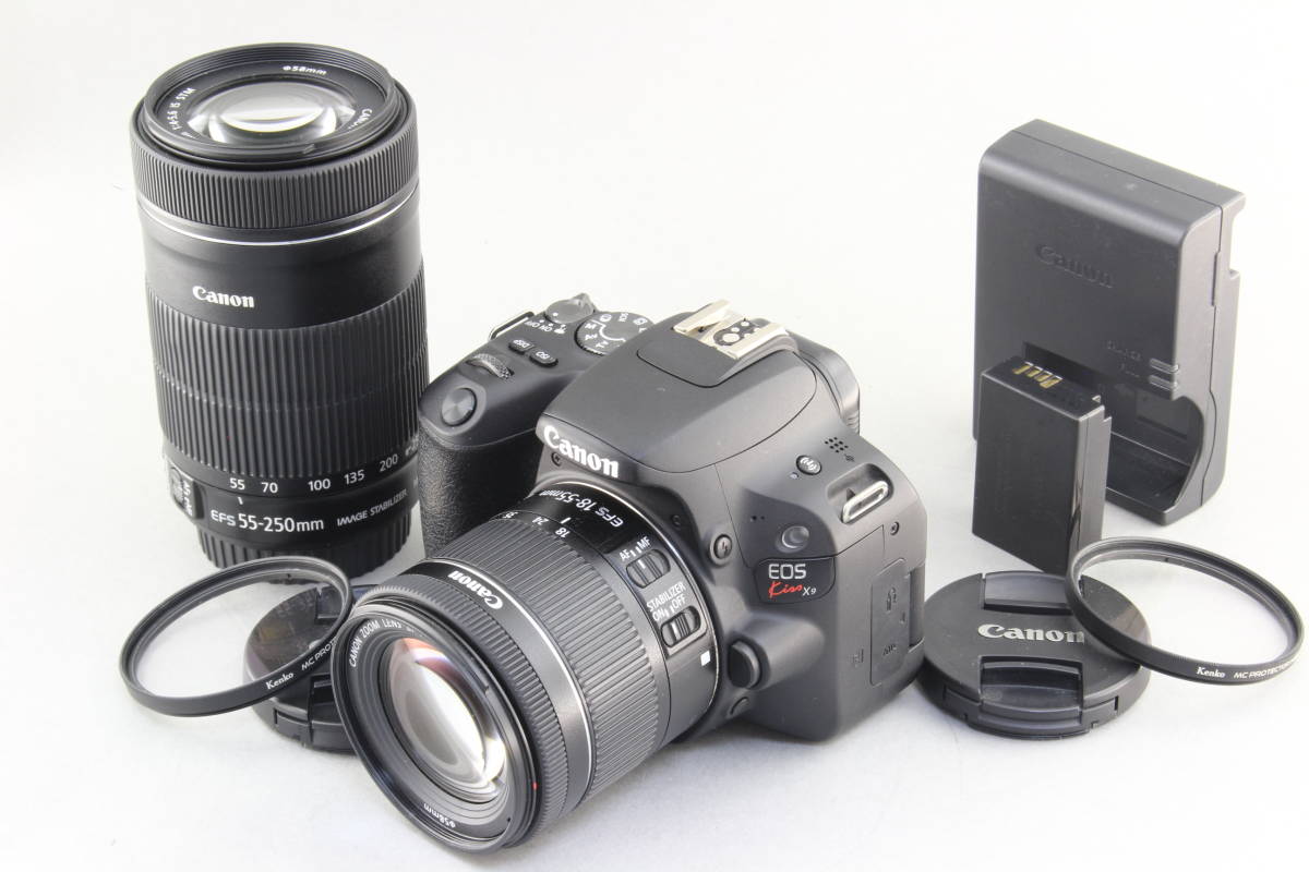 A+ (美品) Canon キャノン EOS Kiss X9 ダブルズームレンズ 18-55 55-250mm ショット数3425回 初期不良返品無料 領収書発行可能
