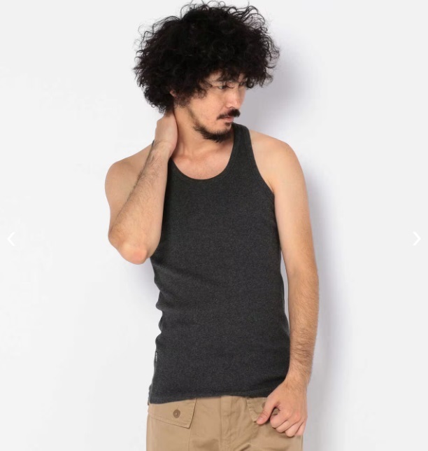 AVIREX リブ タンクトップ BACK CROSS チャコール Lサイズ / 《DAILY》RIB TANK TOP バッククロス デイリーウェア アビレックス_画像5