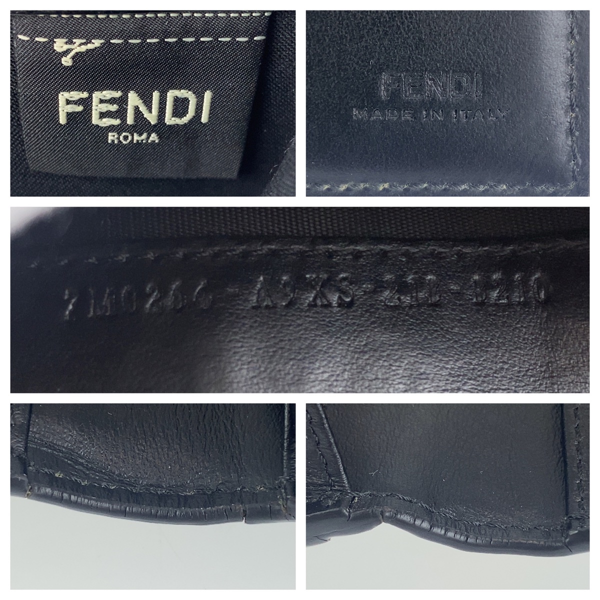 FENDI フェンディ ズッカ ダイアゴナル ブラック 黒 イエロー 黄 シルバー金具 レザー 長財布 札入れ メンズ 403529_画像9