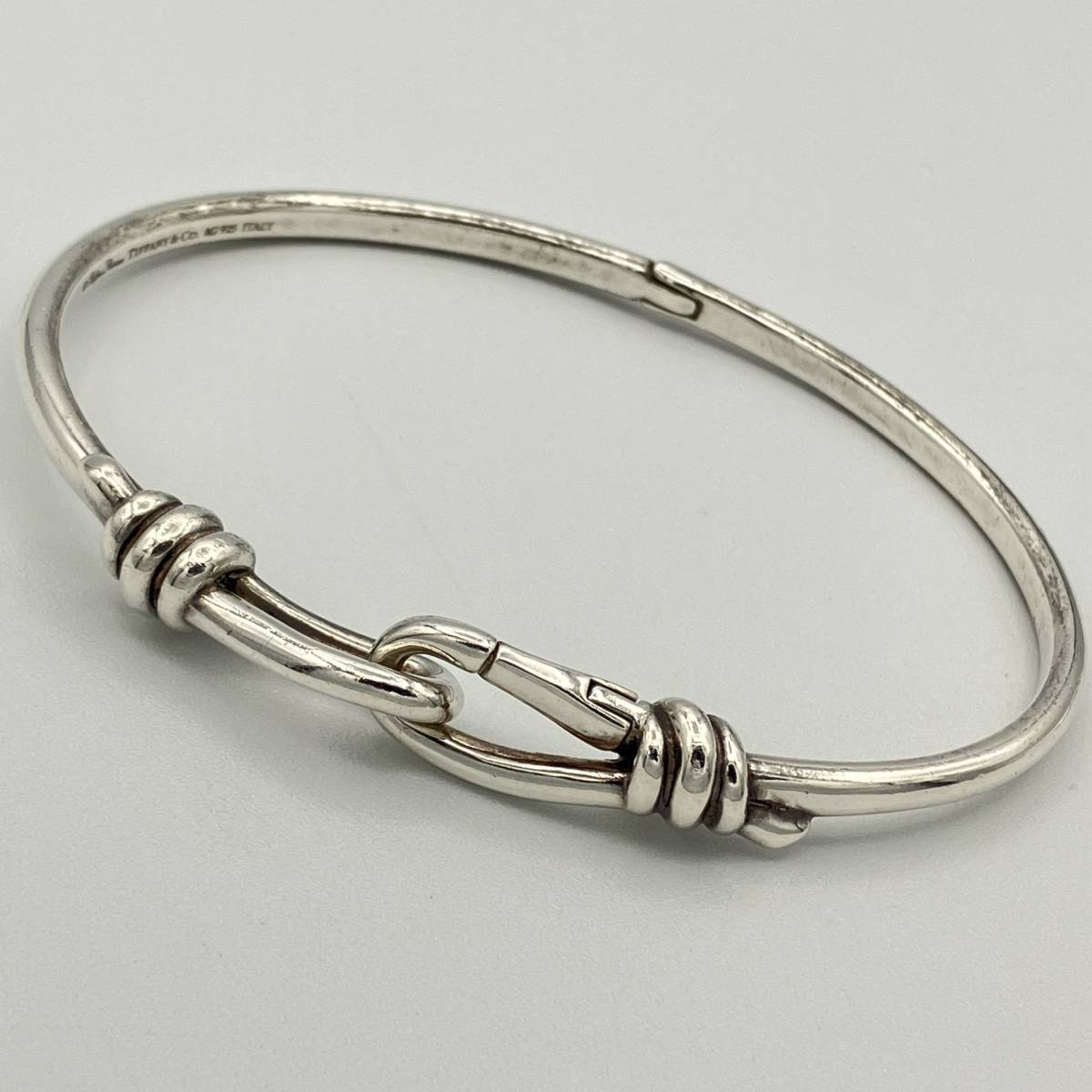 希少品 メンズ ティファニー ノット ヒンジ バングル ブレスレット シルバー 925 開閉式 Tiffany Men's Silver Bangle  Bracelet ITALY