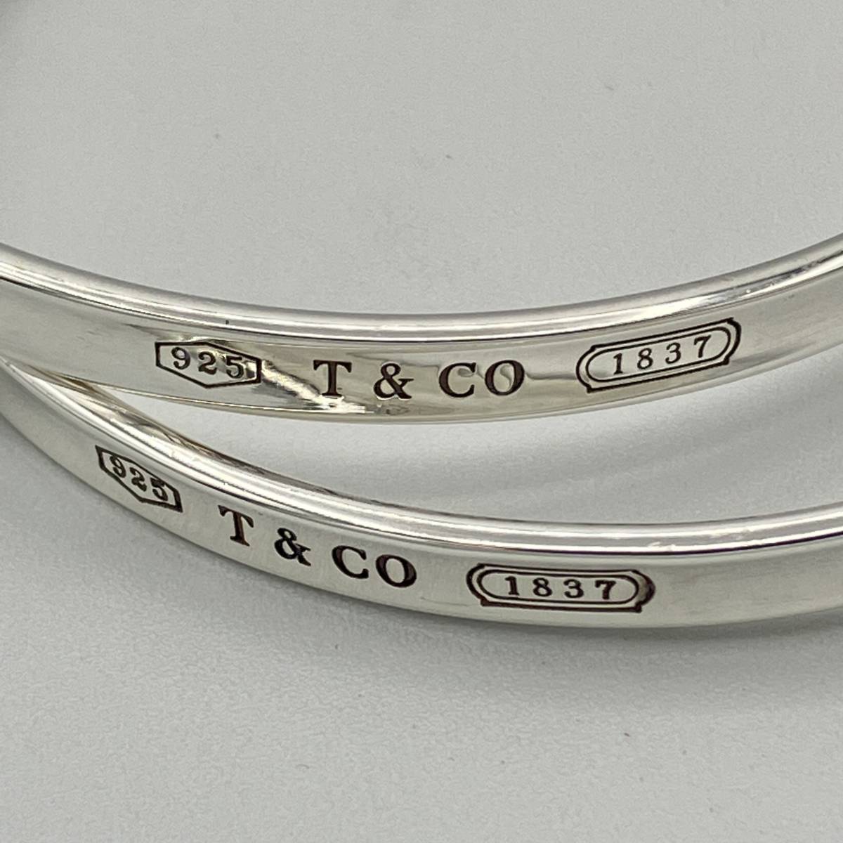 希少品 ティファニー 1837 インターロッキング ダブル バングル 2連 ブレスレット シルバー 925 Tiffany Double Silver  Bangle Bracelet