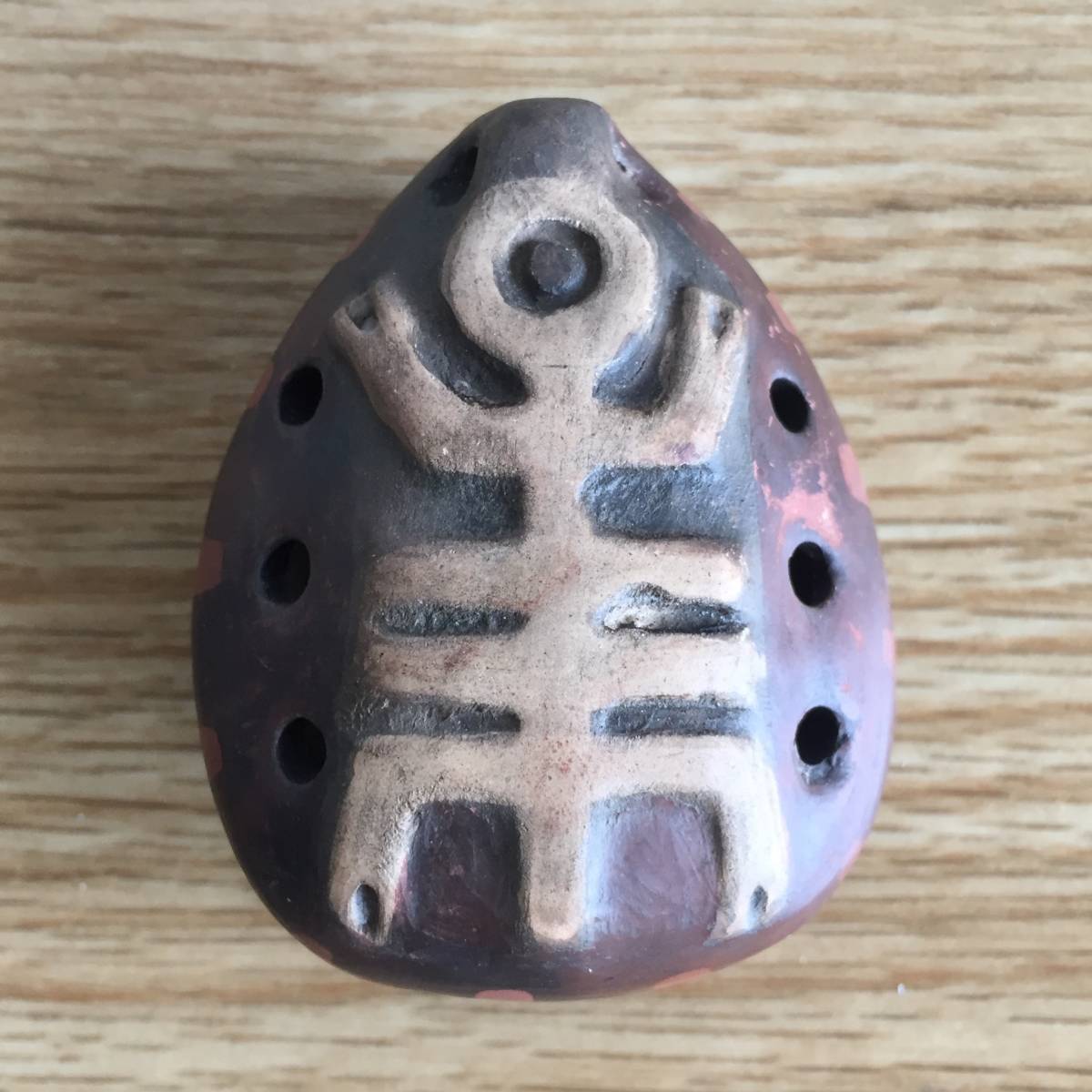 ビンテージ オカリナ 笛 フルート 南米 チリ Chilean Spirit Ocarina 民族 民芸品 民俗楽器 陶器 陶磁器 セラミック 約6.5cm×5.3cm×3.5cm_画像2