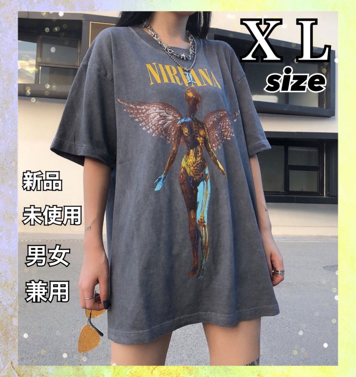 Tシャツ  ■Nirvana ニルヴァーナ■ プリントバンド　ロック ダークグレー  USA ビンテージ 90s 半袖