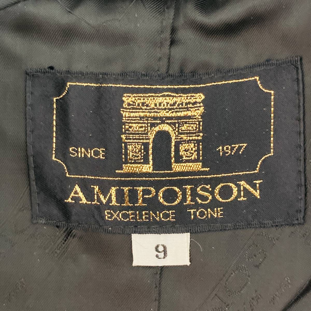 a03032 美品 AMIPOISON アミポイズン コート ファー カシミヤ混 日本製 肩パット ロング 9 黒 エレガント ロマンティックウィンターコーデの画像8