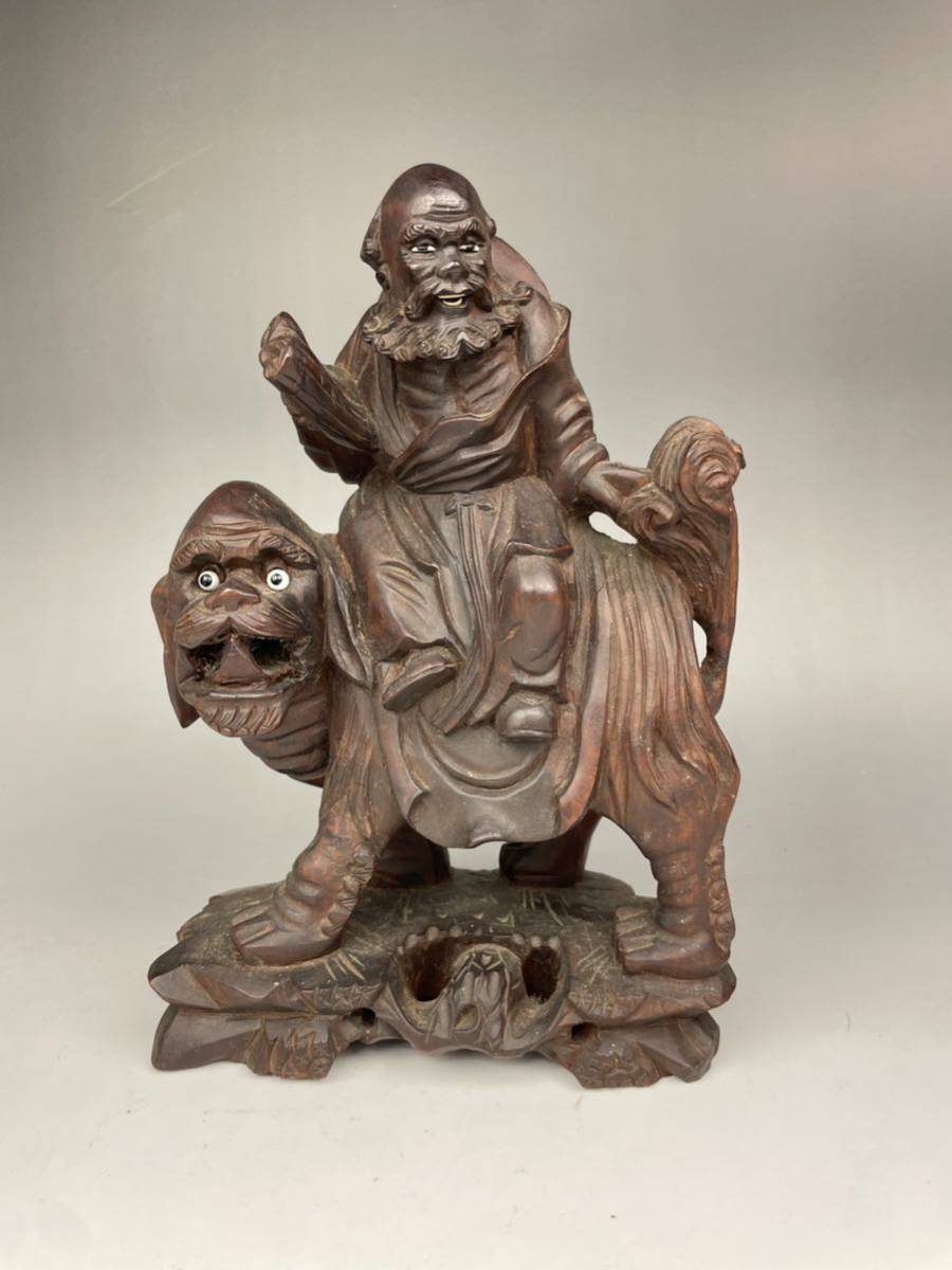 木彫り 仏教美術 木造 逹磨大師 置物 仏像 古美術 高さ約23cm 骨董品 