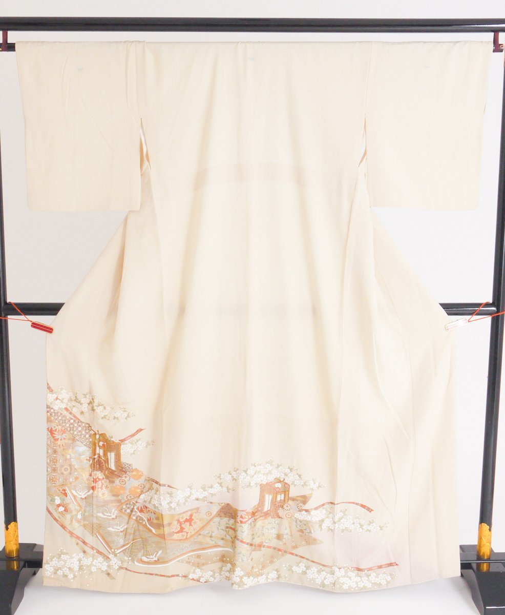 上品な 色留袖 身丈165.5cm 【中古】 一つ紋 秀品 美品 正絹 灰紫 金彩