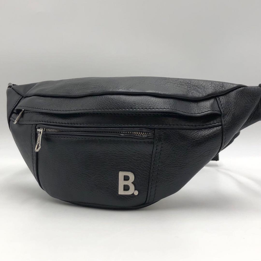 極 BALENCIAGA バレンシアガ Bロゴ SV金具 オールレザー ボディバッグ