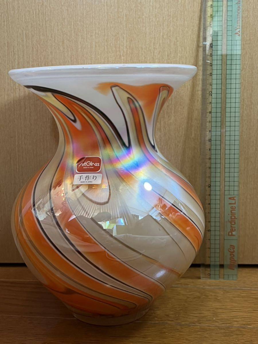昭和レトロ artglass 花瓶 中古長期保管品_画像5