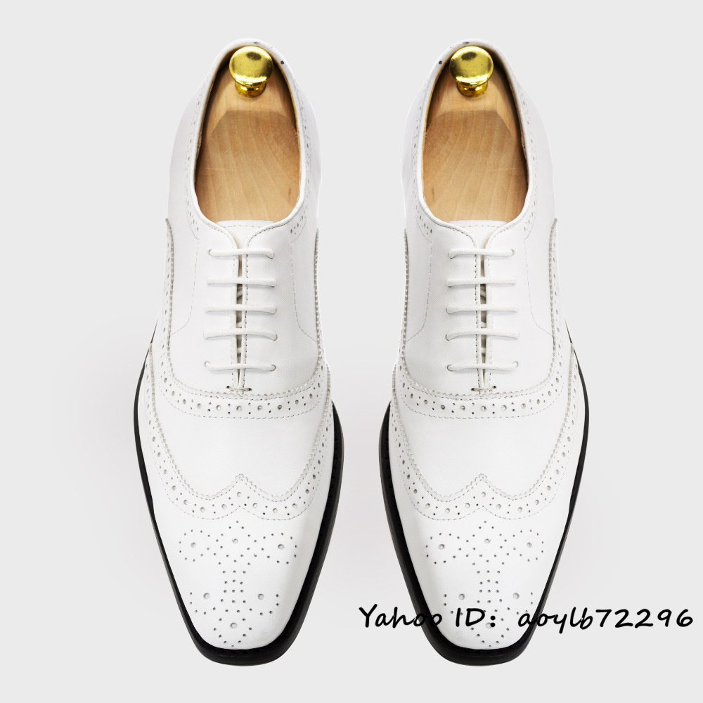 公式 定価10万☆最高級 26cm ホワイト 冠婚葬祭 フォーマル 牛革 革靴