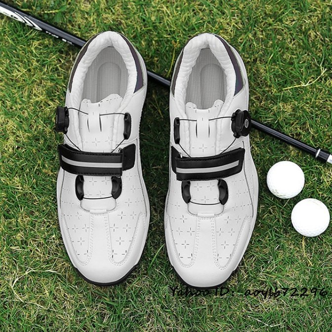 ゴルフシューズ メンズ スニーカー ダイヤル式 4E 幅広 軽量 動きやすい 通気 耐久耐滑 弾力性 運動靴 GOLF フィット感 ホワイト 27.5cm