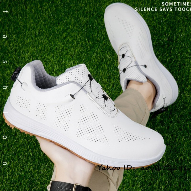 大注目】 ゴルフシューズ 高級品□GOLF靴 スニーカー 25cm ホワイト