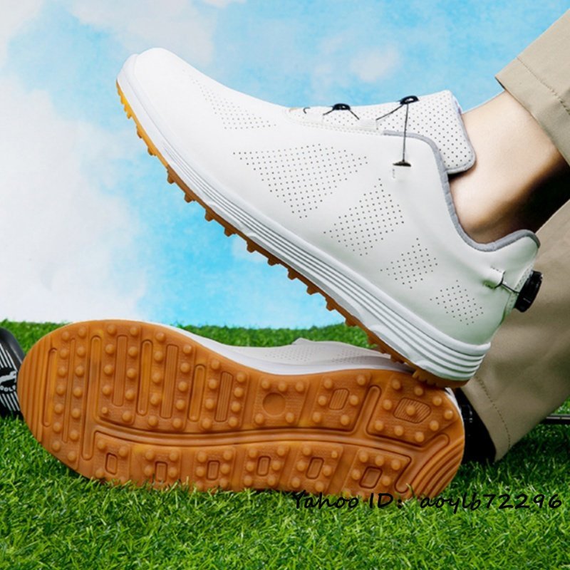 大注目】 ゴルフシューズ 高級品□GOLF靴 スニーカー 25cm ホワイト