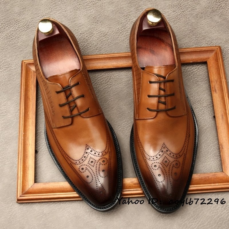 世界的に フォーマル 牛革 革靴 紳士靴 彫り 本革レザーシューズ 職人
