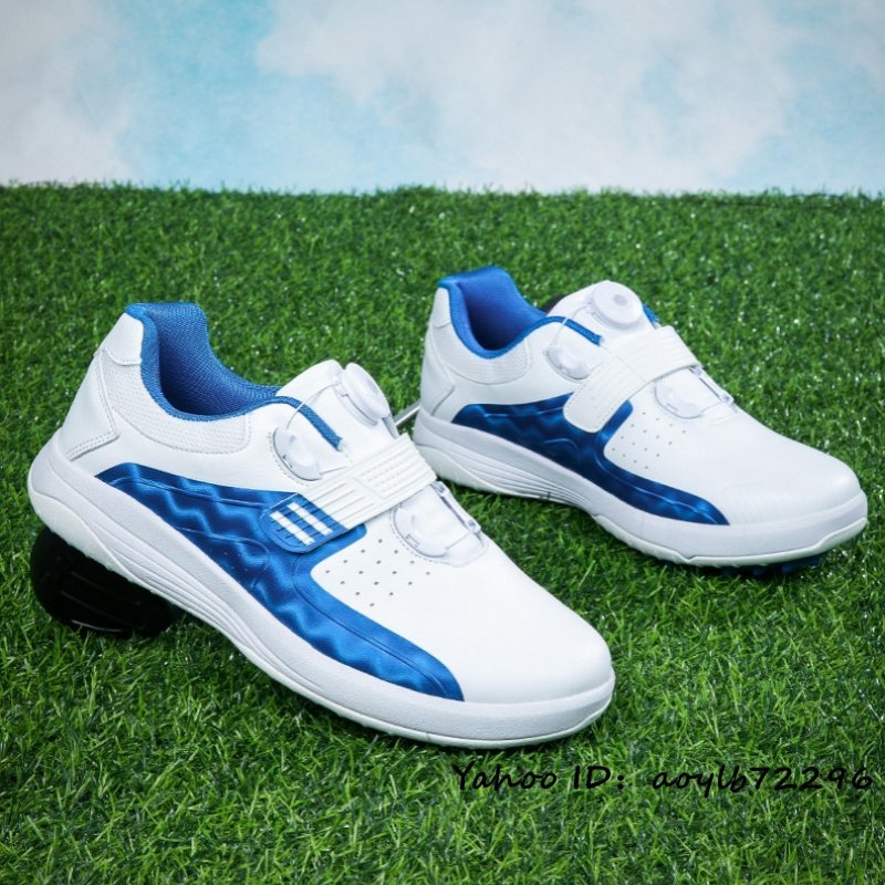 大特価 ダイヤル式 新品 ゴルフシューズ 高級品 運動靴 24.5cm ブルー