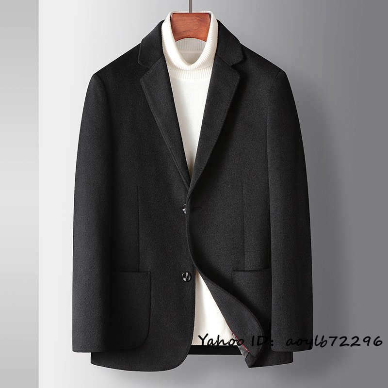 特売新品 メンズ ブレザー ウール スプリングコート 高級 テーラードジャケット 無地スーツ 紳士 アウター スリム 四色選択 ブラック L