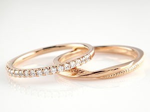  wedding ring pairing pair wedding ring half Eternity diamond pink gold k10 10 gold .. sweet pair li.-