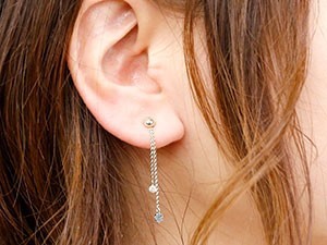 キャッチのいらないピアス 選べる天然石 キュービックジルコニア ホワイトゴールドk18 18k ロングピアス キャッチナッシャー_画像3