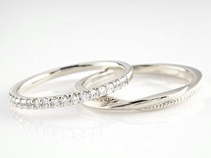 ペアリング ペア 結婚指輪 マリッジリング ハーフエタニティ ダイヤモンド ホワイトゴールドk18 18金 華奢 スイートペアリィー_画像2