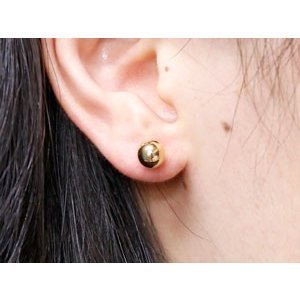  earrings 18 gold men's circle sphere 7mm yellow gold k18 18k stud First metal pearl catch simple for man pearl formal 