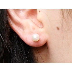  earrings 18 gold men's circle sphere 6mm yellow gold k18 18k stud First metal pearl catch simple for man pearl formal 
