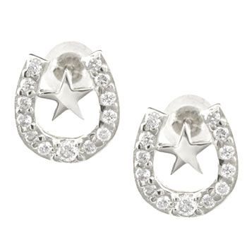 ピアス メンズ プラチナ ダイヤモンドピアス 馬蹄 ホースシュー スター 星 スタッドピアス プラチナ 0.26ct 天然石ダイヤ バテイ_画像1