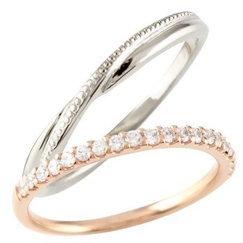ペアリング ペア 結婚指輪 マリッジリング ハーフエタニティ ダイヤモンド ピンクゴールドk10 ホワイトゴールド 華奢