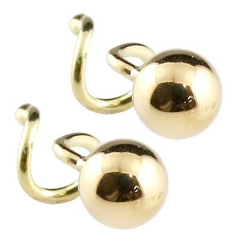 ピアス 18金 メンズ キャッチのいらないピアス 丸玉 4mm イエローゴールドk18 18k 地金 シンプル スパイラルピアス_画像1