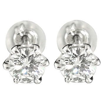 ピアス プラチナ ピアス ペア ダイヤモンド 一粒鑑定書付 ダイヤモンド VS 大粒 0.50ct ソリティア ダイヤ レディース