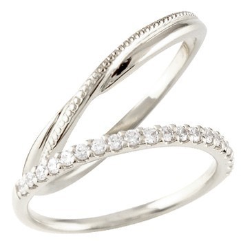 結婚指輪 ペアリング ペア マリッジリング ハーフエタニティ ダイヤモンド ホワイトゴールドk18 18金 華奢 スイートペアリィー_画像1