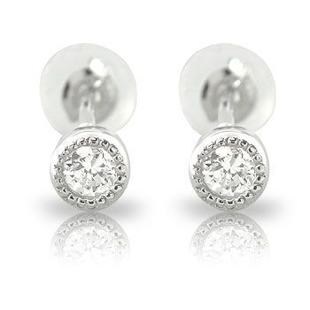 ピアス 18金 メンズ 鑑定書付き ダイヤモンド SIクラス ミル打ち 一粒 0.20ct スタッド ホワイトゴールドk18 18k ダイヤ