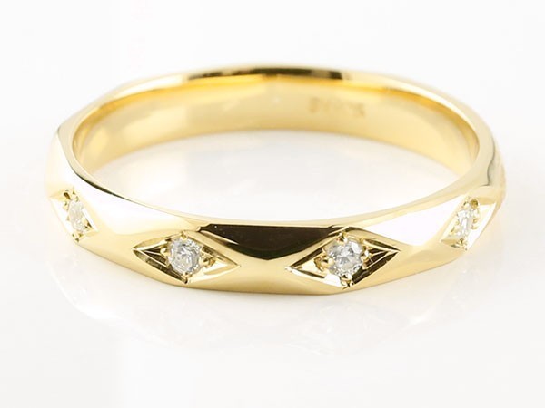 リング ゴールド 指輪 ダイヤモンド イエローゴールドk10 ダイヤリング 指輪 婚約指輪 ダイヤ カットリング 菱形 10金 宝石_画像3