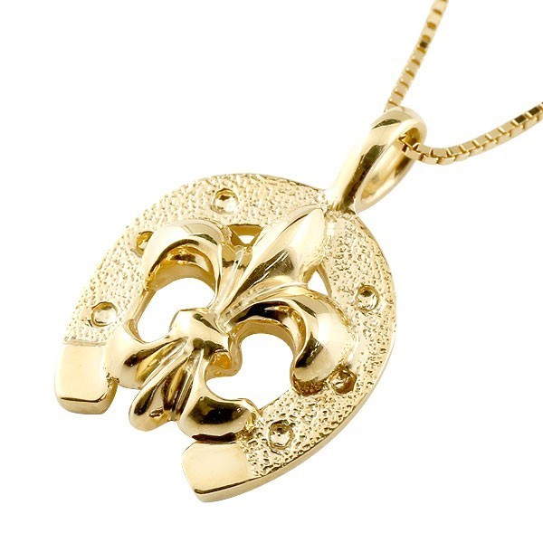 男性に人気! ホースシュー ペンダントトップ ユリの紋章 トップ 24K