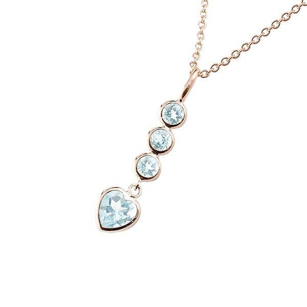 大きい割引 18k ピンクゴールドk18 アクアマリン ハート ペンダント