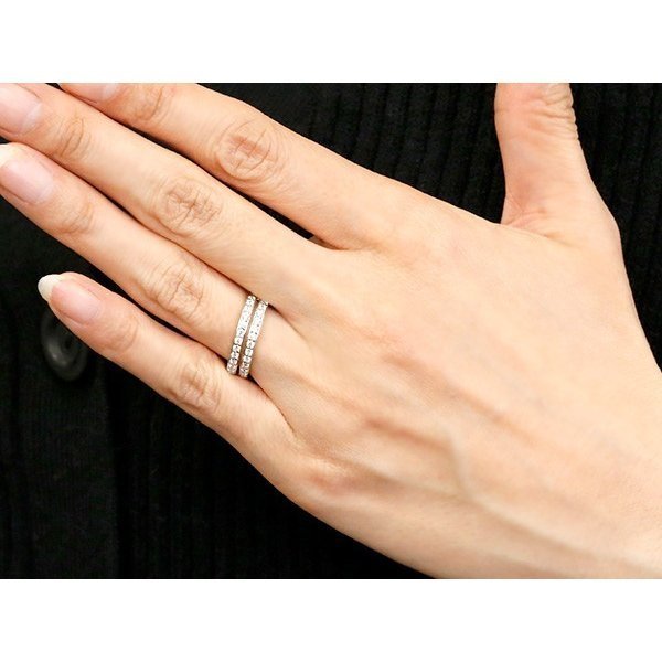 婚約指輪 ダイヤ リング ホワイトゴールドk18 18k ダイヤモンド エンゲージリング 2連 指輪 ピンキーリング 18金 宝石 レディース_画像5